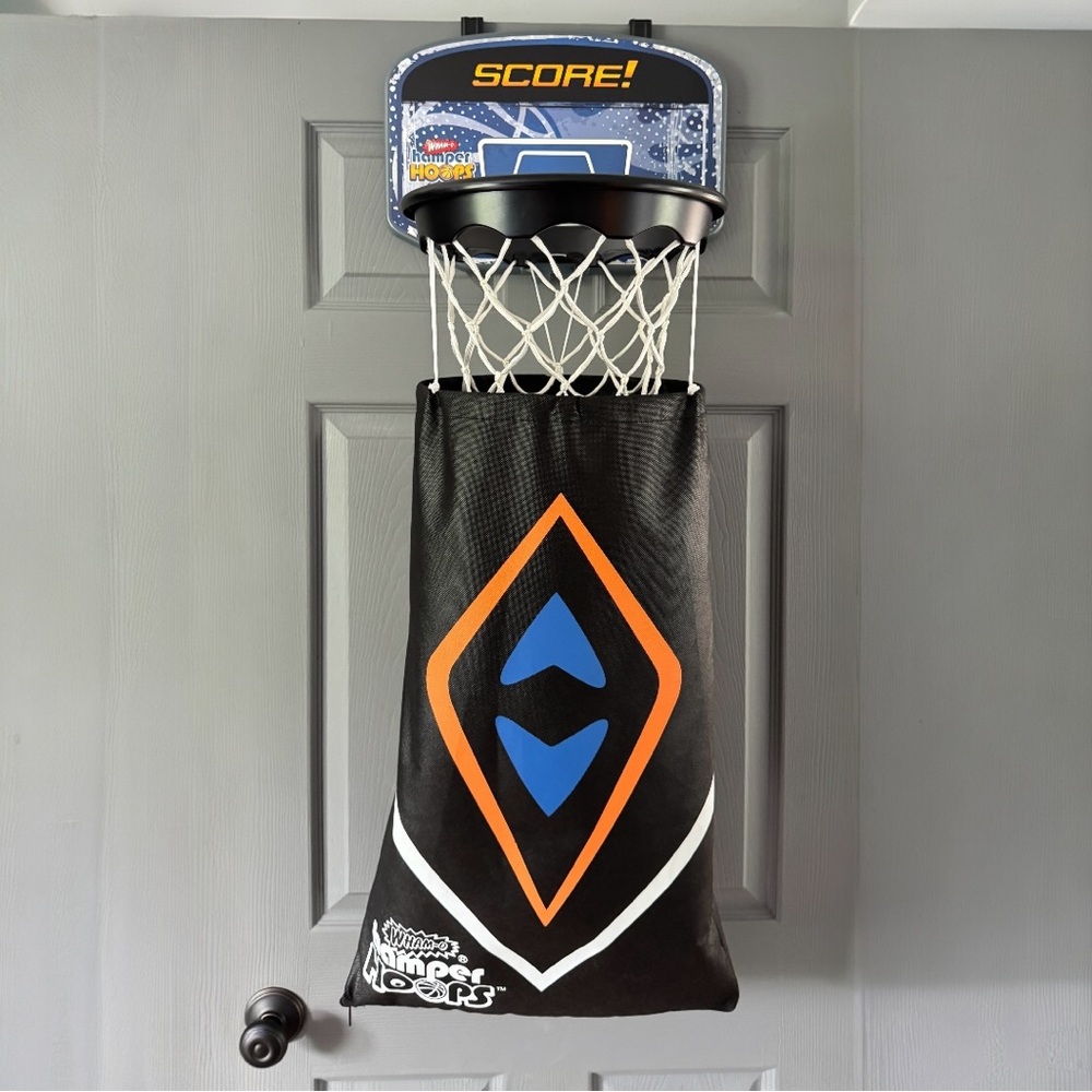 WHAM-O Over-the-Door Basketball Hoop Hamper Storage